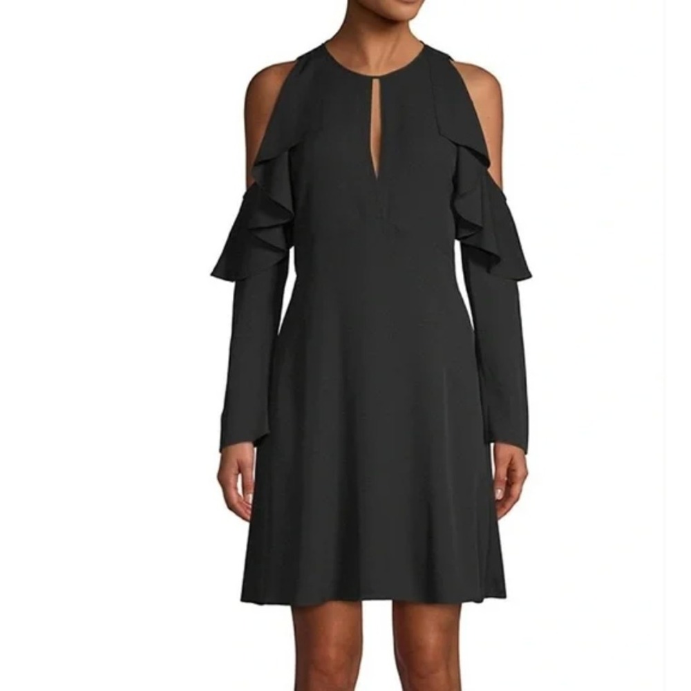 Theory Sophronia Silk Georgette Dress‎ Women's 0 Black Party Goth Whimsigoth